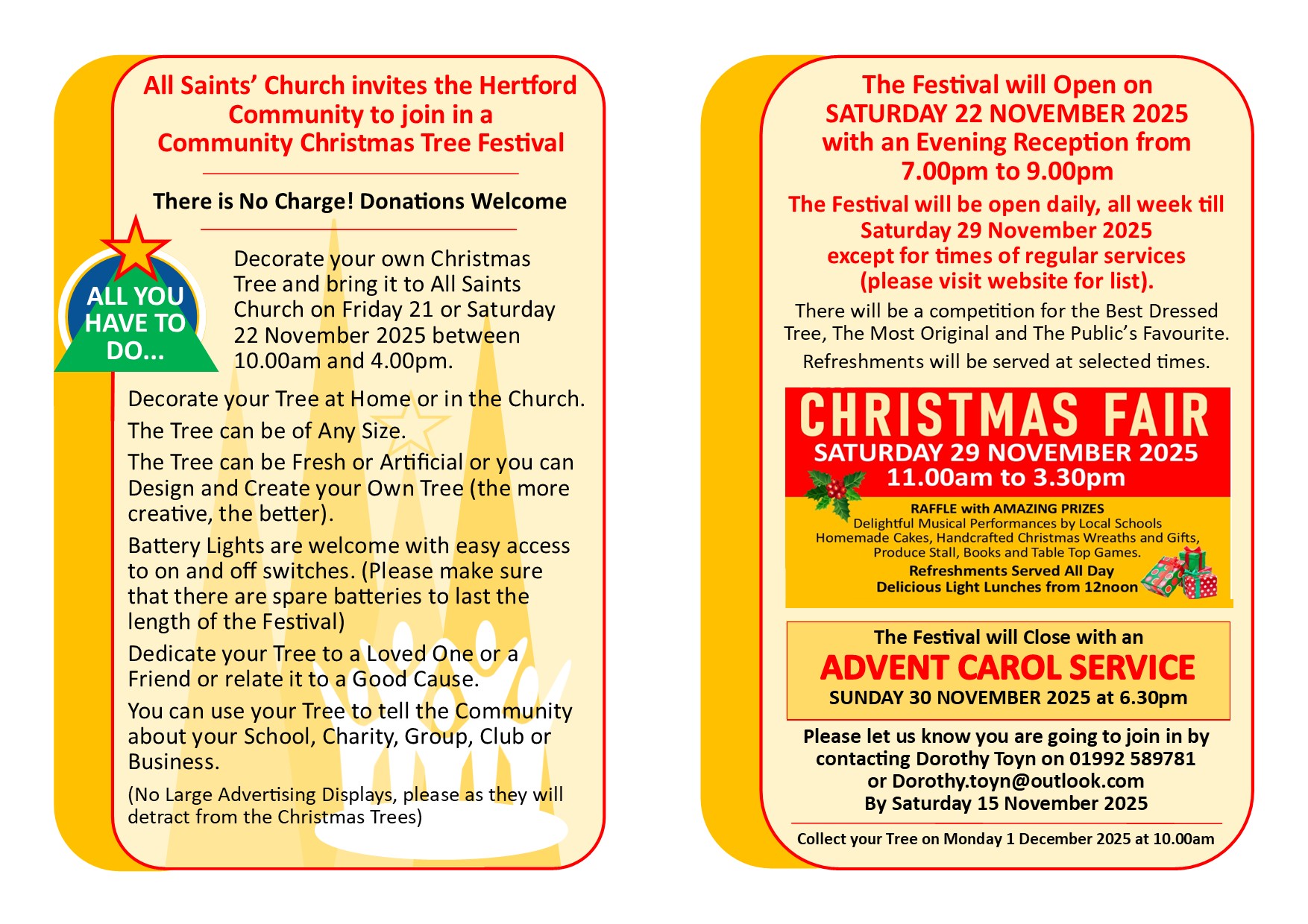 Link to booking form for Community Christmas Tree Festival