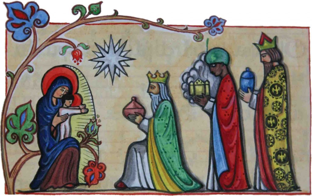 Kings offering gifts to baby Jesus